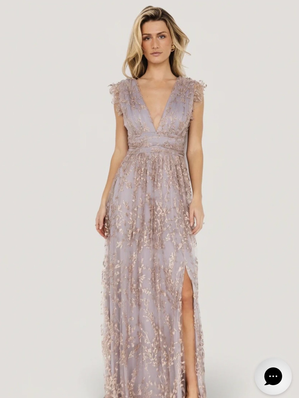 Baltic Born Lavender Arlene Maxi Gown with Rose Gold Embroidery